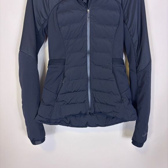 Lululemon Down For It All Black Nylon Hooded Zip Up Puffer Jacket Size 4 - Picture 4 of 11